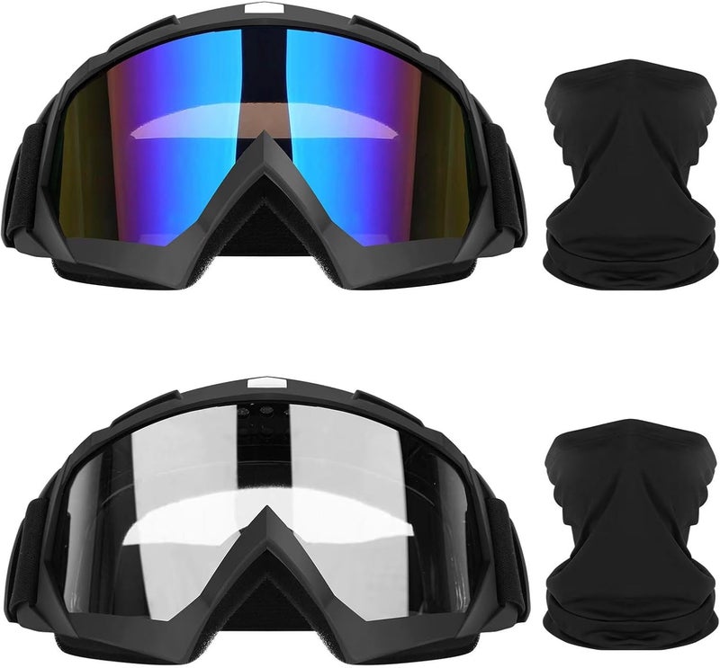 Lievermo Motorcycle Goggles Dirt Bike Goggles 2 Pack ATV Off-Road Riding Motocross Ski Goggles - Image 1